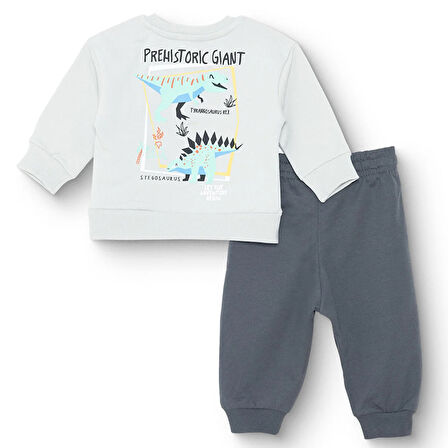 HelloBaby Erkek Bebek Eşofman Takımı Şardonlu Bisiklet Yaka Uzun Kol Ribanalı Paça