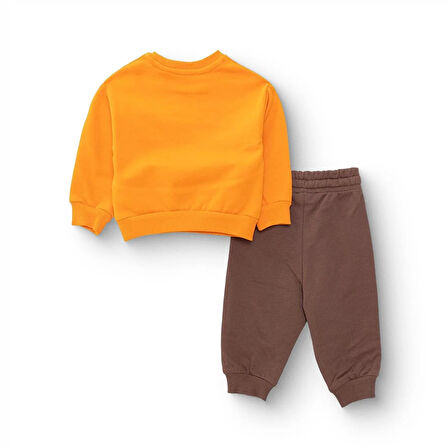 HelloBaby Erkek Bebek Eşofman Takımı Şardonlu İki İplik Bisiklet Yaka Uzun Kol Ribanalı Paça