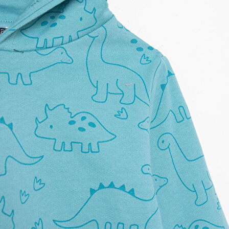 HelloBaby Erkek Bebek Kapüşonlu Sweatshirt Şardonlu İki İplik Kapüşonlu Yaka Uzun Kol