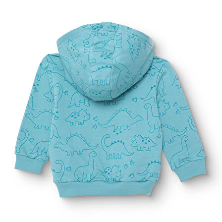 HelloBaby Erkek Bebek Kapüşonlu Sweatshirt Şardonlu İki İplik Kapüşonlu Yaka Uzun Kol