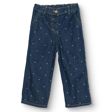 HelloBaby Kız Bebek Denim Pantolon Reçme Paça