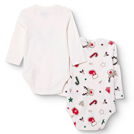 HelloBaby Erkek Bebek New Year 2li Uzun Kol Body Zarf Yaka Uzun Kol Ribana Paça