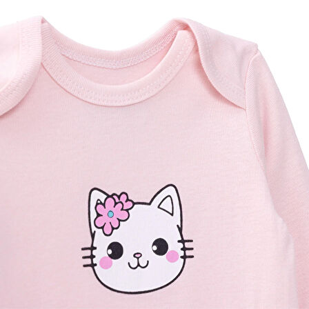 HelloBaby  Kız Bebek Uzun Kol Body Zarf Yaka Uzun Kol Ribana Paça