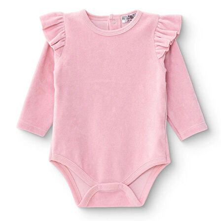 HelloBaby Kız Bebek Uzun Kol Body Kadife Bisiklet Yaka Uzun Kol