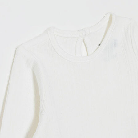 HelloBaby Kız Bebek Uzun Kol Body Jakar Örme Bisiklet Yaka Uzun Kol