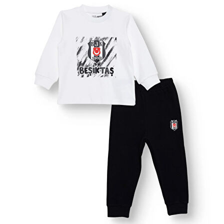 Beşiktaş Erkek Bebek Uzun Kol Pijama Takımı İnterlok Bisiklet Yaka Reçme Paça