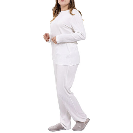 baby mom Anne Pijama Takımı Bisiklet Yaka Uzun Kol