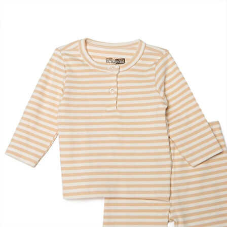 HelloBaby Erkek Bebek Uzun Kol Pijama Takımı Kaşkorse Bisiklet Yaka Ribanalı Paça