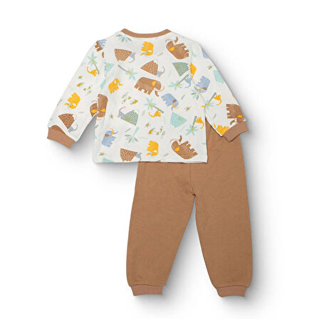 HelloBaby Erkek Bebek Uzun Kol Pijama Takımı Selanik Bisiklet Yaka Uzun Kol Ribanalı Paça