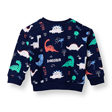 HelloBaby Erkek Bebek Sweatshirt Şardonlu İki İplik Bisiklet Yaka Uzun Kol