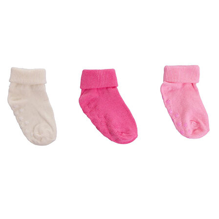 HelloBaby Kız Bebek 3lü Kıvrık Çorap