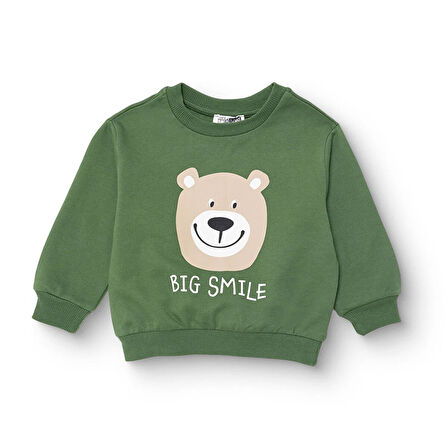 HelloBaby Erkek Bebek Sweatshirt Şardonlu İki İplik Bisiklet Yaka Uzun Kol