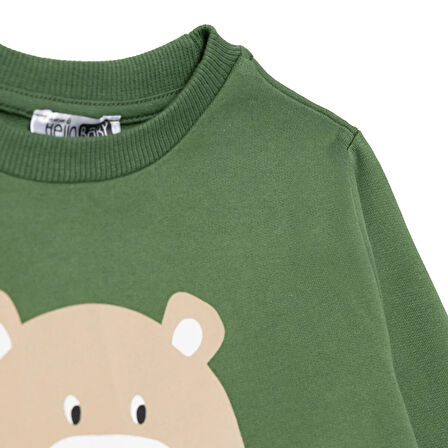 HelloBaby Erkek Bebek Sweatshirt Şardonlu İki İplik Bisiklet Yaka Uzun Kol