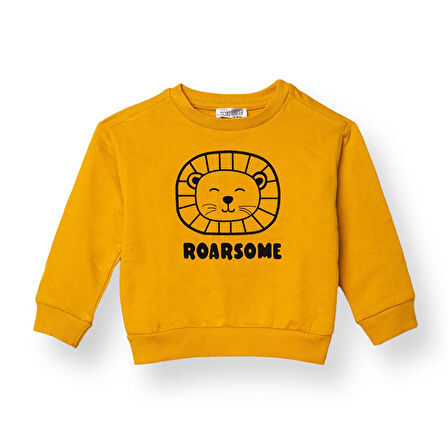 HelloBaby Erkek Bebek Sweatshirt Şardonlu İki İplik Bisiklet Yaka Uzun Kol