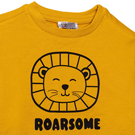 HelloBaby Erkek Bebek Sweatshirt Şardonlu İki İplik Bisiklet Yaka Uzun Kol