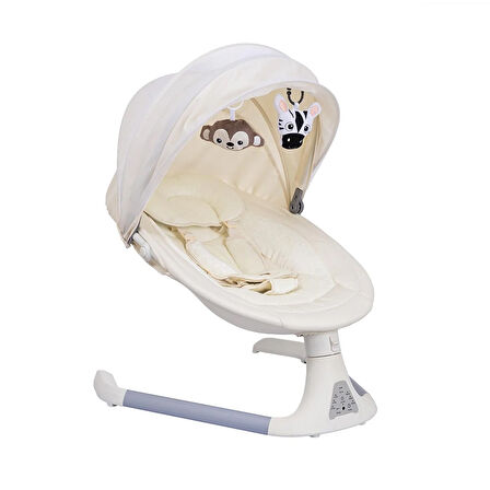 baby plus Swingo Ana Kucağı Motorlu Sallanır AC Adaptörlü Müzikli Zamanlayıcılı 0+ Ay 15 Kg Bej