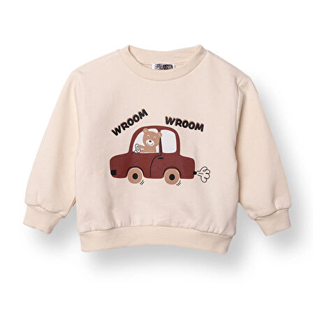 HelloBaby Erkek Bebek Sweatshirt Şardonlu İki İplik Bisiklet Yaka Uzun Kol