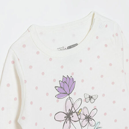 HelloBaby Kız Bebek Uzun Kol Body Ribana Çıtçıtlı Yaka Uzun Kol