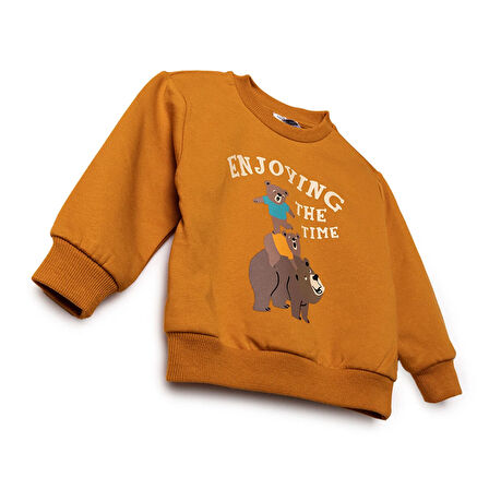 HelloBaby Erkek Bebek Sweatshirt Şardonlu İki İplik Uzun Kol