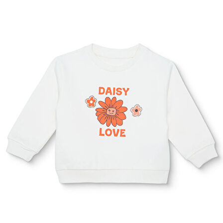 HelloBaby Kız Bebek Sweatshirt Şardonlu İki İplik Bisiklet Yaka Uzun Kol