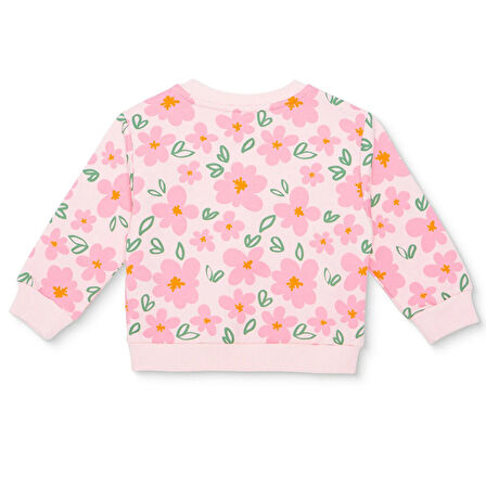 HelloBaby HelloBaby Kız Bebek Sweatshirt Şardonlu İki İplik Bisiklet Yaka Uzun Kol