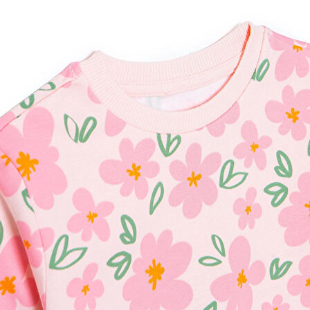 HelloBaby HelloBaby Kız Bebek Sweatshirt Şardonlu İki İplik Bisiklet Yaka Uzun Kol