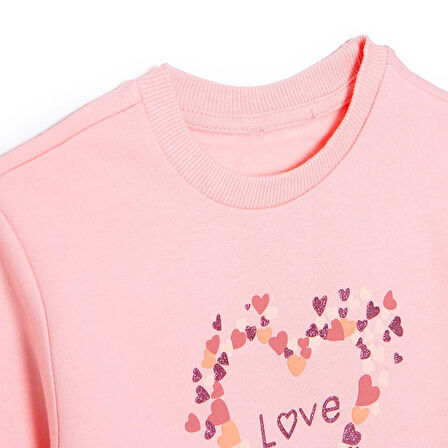 HelloBaby Kız Bebek Sweatshirt Şardonlu İki İplik Bisiklet Yaka Uzun Kol