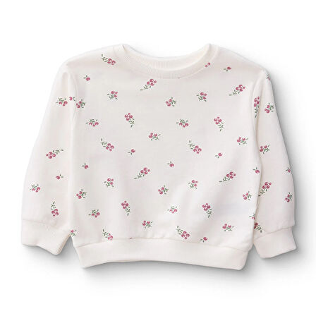 HelloBaby Kız Bebek Sweatshirt İki İplik Bebe Yaka Uzun Kol
