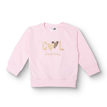 HelloBaby Kız Bebek Sweatshirt Şardonlu İki İplik Bisiklet Yaka Uzun Kol