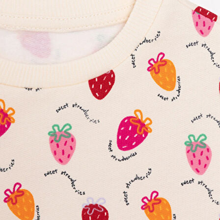 HelloBaby Kız Bebek Sweatshirt Şardonlu İki İplik Bisiklet Yaka Uzun Kol