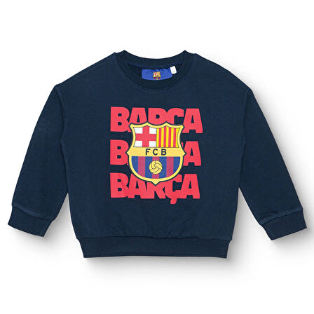 FC Barcelona Unisex Sweatshirt İki İplik Bisiklet Yaka Uzun Kol