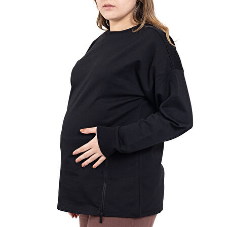 baby mom Anne Hamile Sweatshirt İki İplik Bisiklet Yaka Uzun Kol
