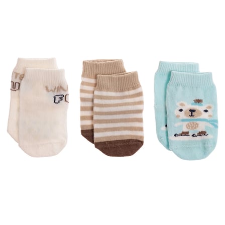 HelloBaby Erkek Bebek 3lü Kaydırmaz Çorap Hayvan Baskılı