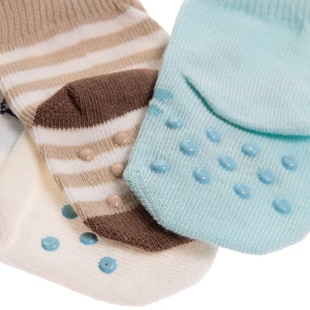 HelloBaby Erkek Bebek 3lü Kaydırmaz Çorap Hayvan Baskılı