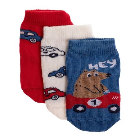 HelloBaby Erkek Bebek 3lü Kaydırmaz Çorap Taşıtlar Baskılı
