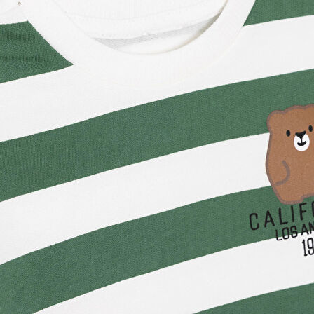 HelloBaby Erkek Bebek Sweatshirt Şardonlu İki İplik Bisiklet Yaka Uzun Kol