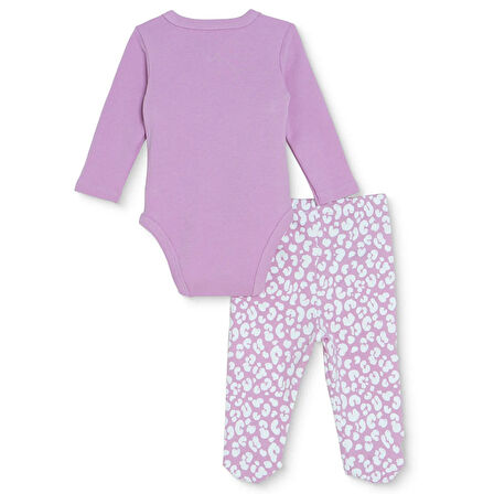 HelloBaby Kız Bebek Zıbın Body-Patikli Alt İnterlok Bisiklet Yaka Uzun Kol Patikli Paça