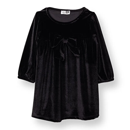 HelloBaby Kız Bebek Chic Elbise Kadife Bisiklet Yaka Kısa Kol