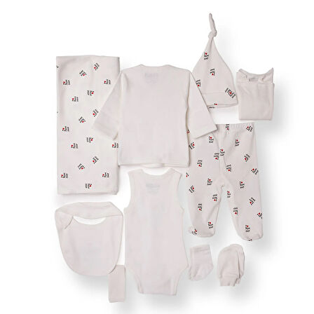 HelloBaby Unisex 10lu Hastane Çıkışı İnterlok V Yaka Uzun Kol Patikli Paça