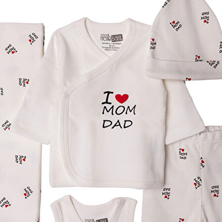 HelloBaby Unisex 10lu Hastane Çıkışı İnterlok V Yaka Uzun Kol Patikli Paça