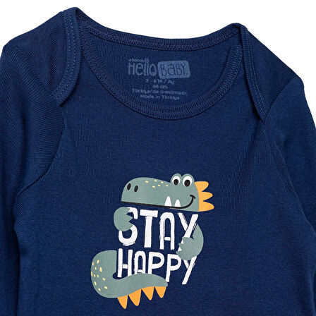 HelloBaby Erkek Bebek Uzun Kol Body Ribana Zarf Yaka Uzun Kol