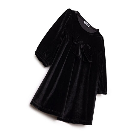 HelloBaby Kız Bebek Chic Elbise Kadife Bisiklet Yaka Kısa Kol