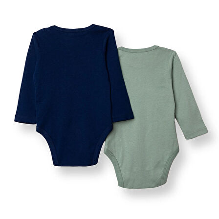 HelloBaby Erkek Bebek 2li Uzun Kol Body Ribana Çıtçıtlı Yaka Uzun Kol