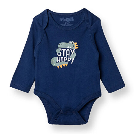 HelloBaby Erkek Bebek Uzun Kol Body Ribana Zarf Yaka Uzun Kol