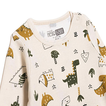 HelloBaby Erkek Bebek Uzun Kol Body Ribana Çıtçıtlı Yaka