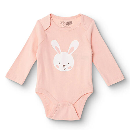 HelloBaby Kız Bebek Uzun Kol Body Ribana Zarf Yaka