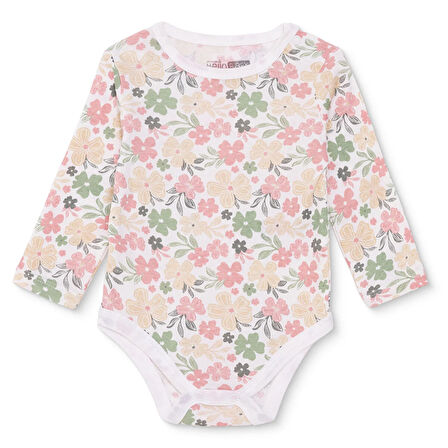 HelloBaby Kız Bebek Uzun Kol Body Ribana Çıtçıtlı Yaka