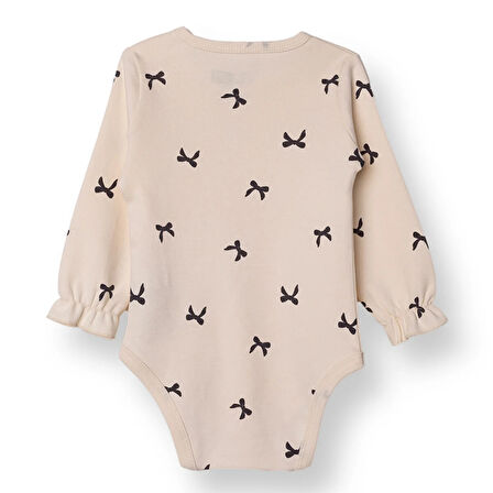 HelloBaby Kız Bebek Uzun Kol Body İnterlok Çıtçıtlı Yaka Uzun Kol