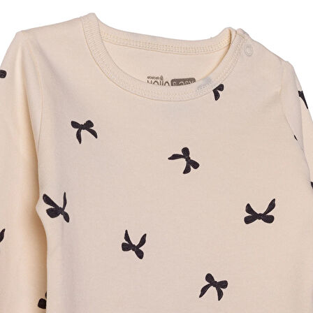 HelloBaby Kız Bebek Uzun Kol Body İnterlok Çıtçıtlı Yaka Uzun Kol