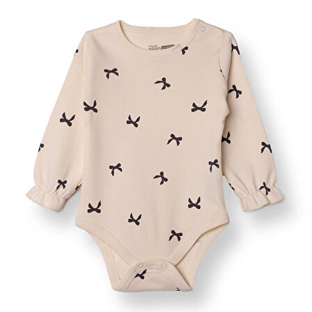 HelloBaby Kız Bebek Uzun Kol Body İnterlok Çıtçıtlı Yaka Uzun Kol